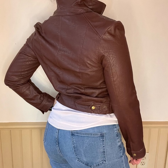 Women’s Faux Leather Jacket Rust/Chestnut/Gorgeous Rich Looking Jacket - Picture 6 of 11